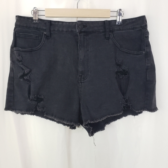 No Boundaries black denim shorts high rise distressed size 19 - Picture 1 of 6